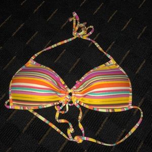 Gold striped bathing suit